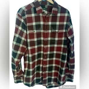 Eddie Bauer Men’s Plaid Flannel Button Up Shirt 100% Baumwolle Size LT